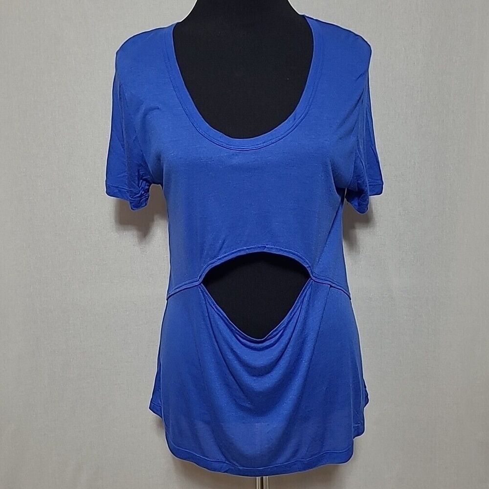 LNA Cutout Top Shirt Tee Short Sleeve Womens XS Blue Modal